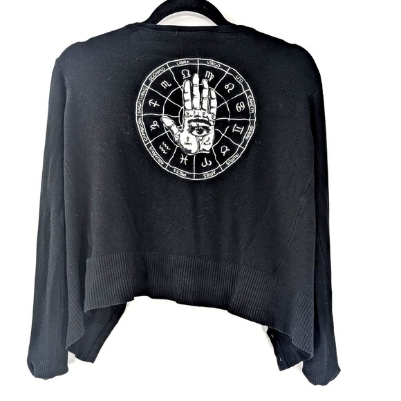 Jawbreaker Sweaters - Jawbreaker Astrology Hamsa Witchy Black Embroidered Button Cardigan Size Medium